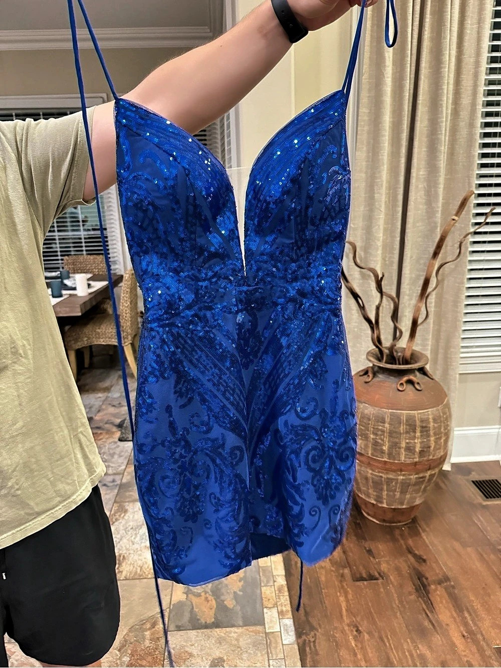 Blue Sequin Mini Dress Like New